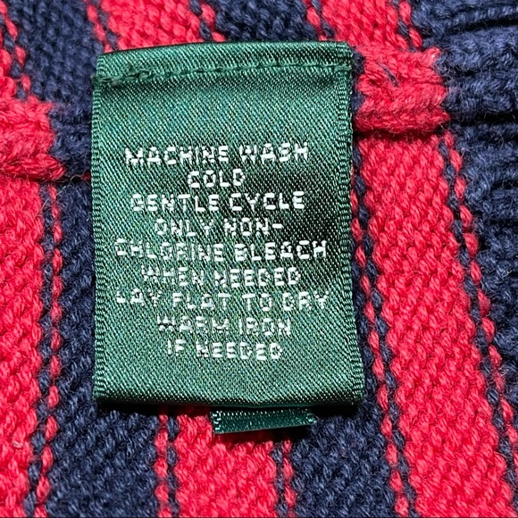 Ralph Lauren Sweater Striped Gold Buttons Nautical Crest Red Navy Blue Sz L - Picture 10 of 10